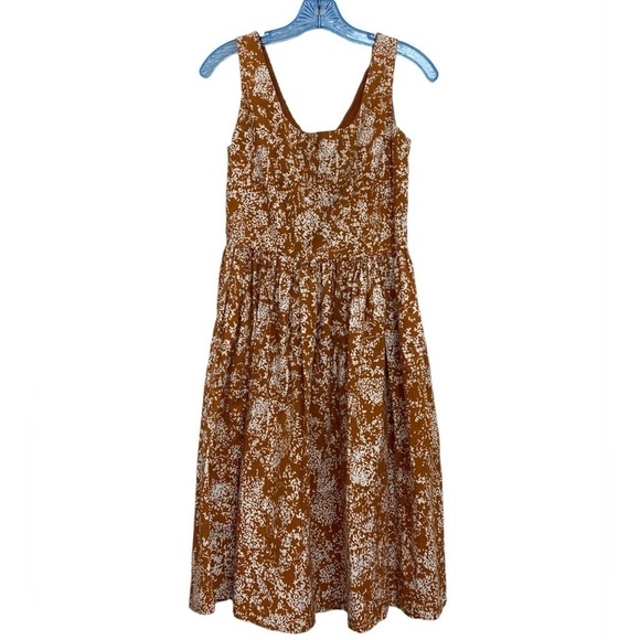 Lapis by Anthropologie Brown White Floral Cotton Blend A-line Dress Size Small - Picture 1 of 14